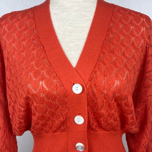 NWT * CHARLIE HOLIDAY Gisele Pointelle Cardigan - Size 2 - $114. - Picture 5 of 13